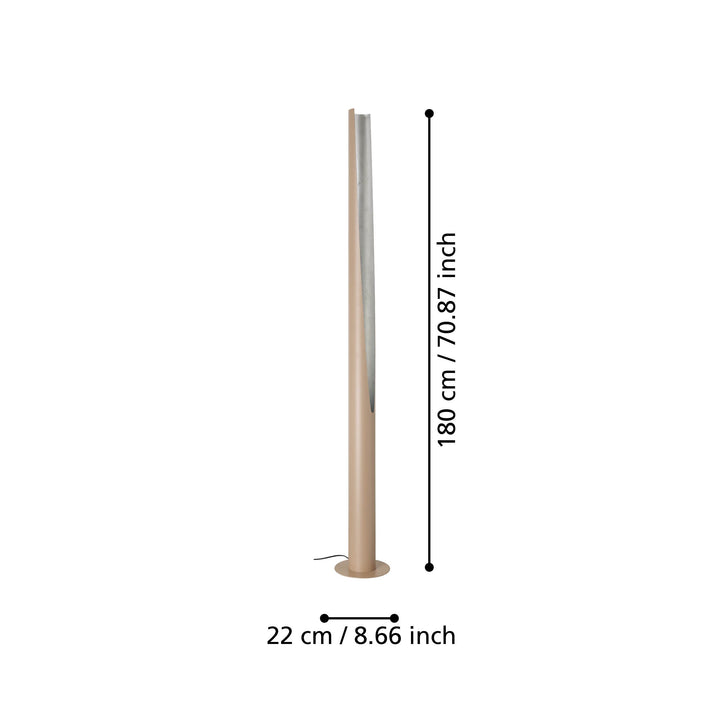 Stehleuchte Prebone 2 mit Schalter sandfarben, silber 1X5,7W H:180 Ø 11 cm in