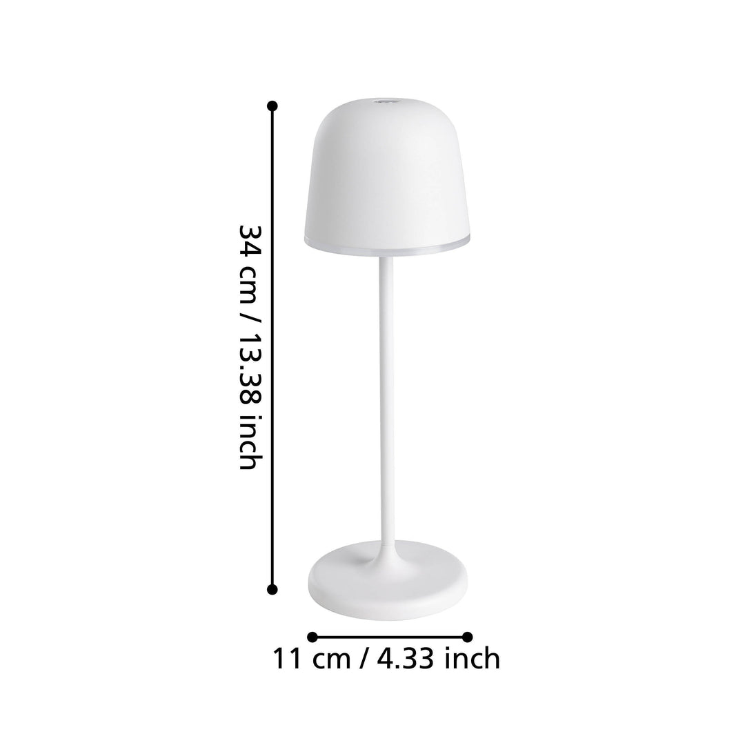 Aussenleuchte Tischleuchte Mannera  mit Dimmer (Touchdimmer) grau Kunststoff weiss 2,2W H:34 Ø 11 cm in