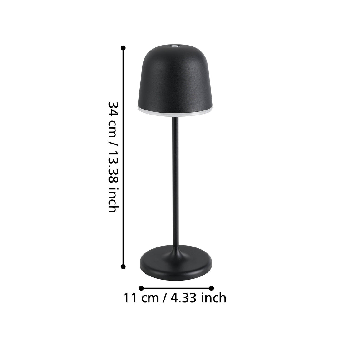 Aussenleuchte Tischleuchte Mannera  mit Dimmer (Touchdimmer) schwarz Kunststoff weiss 2,2W H:34 Ø 11 cm in