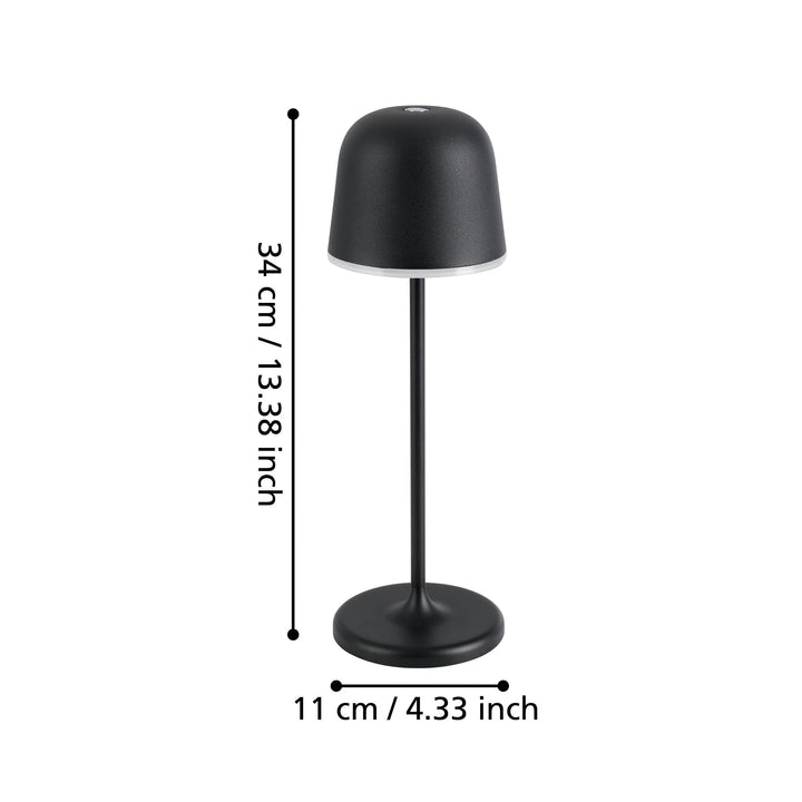 Aussenleuchte Tischleuchte Mannera  mit Dimmer (Touchdimmer) schwarz Kunststoff weiss 2,2W H:34 Ø 11 cm in