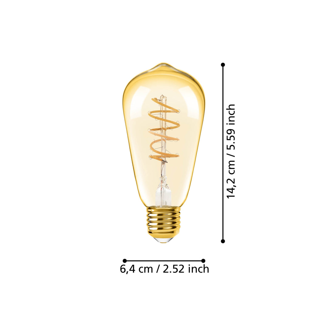 Leuchtmittel Lm_led_e27  Glas amber 1X4W L:14,2 Ø 6,4 cm in