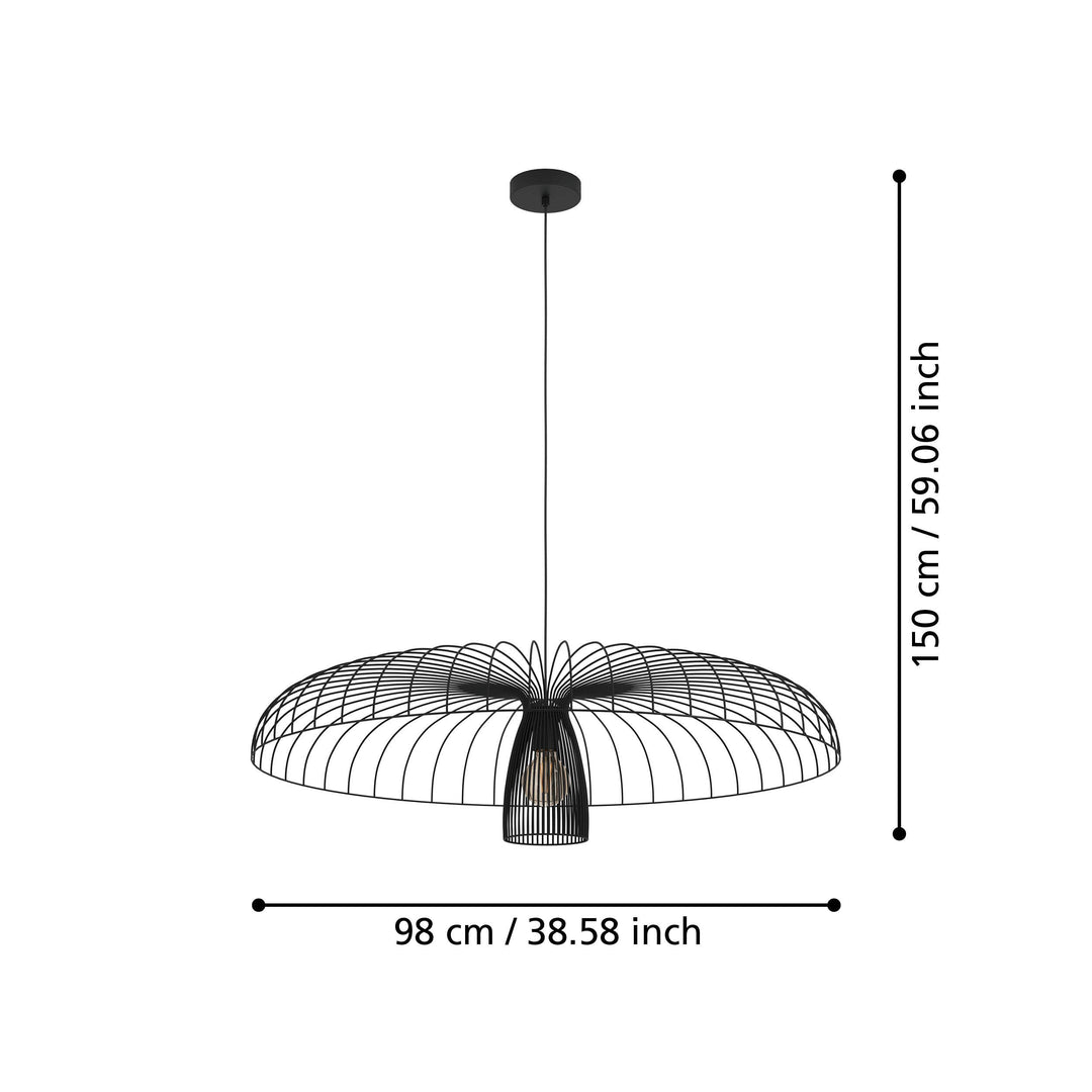 Hängeleuchte Champerico schwarz 1X60W H:150 Ø 98,5 cm in