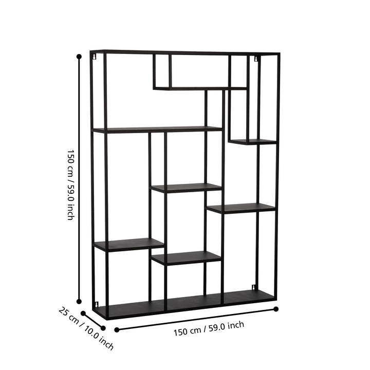 Wandregal Keningau schwarz  L:110 H:150 cm in