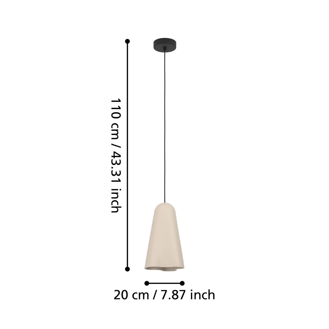 Hängeleuchte Tolleric schwarz Keramik sandfarben 1X40W H:150 Ø 20 cm in